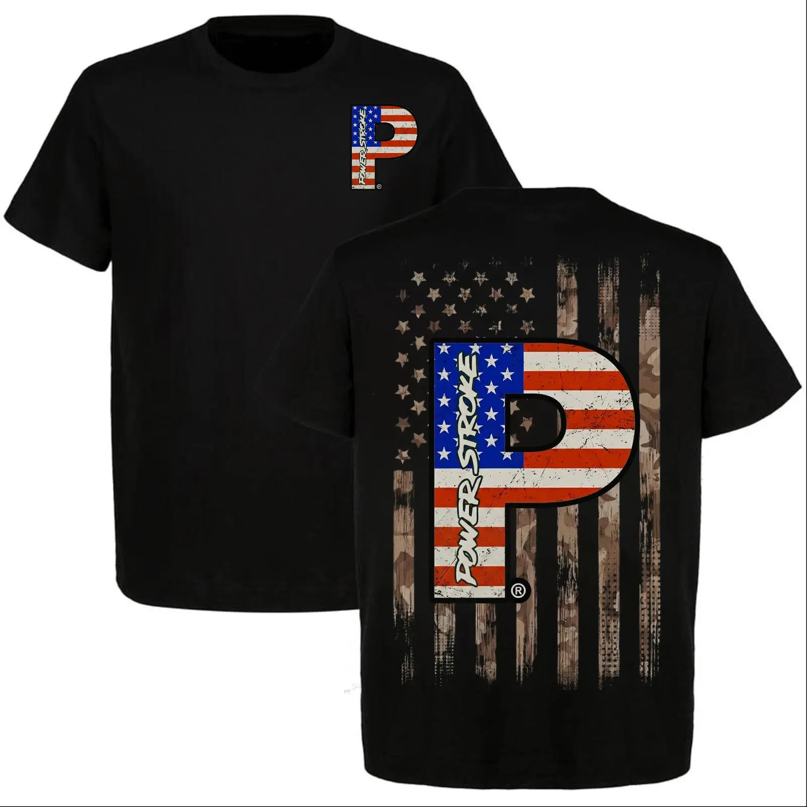 Power Stroke Diesel American Flag T-Shirt for Men, Patriotic USA Truck Lover Tee, Ford Powerstroke Graphic Shirt, Vintage Military StyleTshirt,EverydayStyle, TrendyOutfit