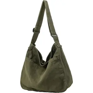 Canvas Hobo crossbody bag, multi pocket casual wallet, suitable for travel and work, neutral design, adjustable shoulder strap  chic tote bags purse messenger bag Daily Use-Cosmetics Summer large capacity crossbody wandering bag Summer Vibes