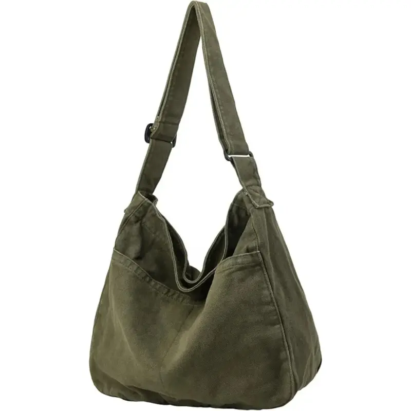 Canvas Hobo crossbody bag, multi pocket casual wallet, suitable for travel and work, neutral design, adjustable shoulder strap  chic tote bags purse messenger bag Daily Use-Cosmetics Summer large capacity crossbody wandering bag Summer Vibes