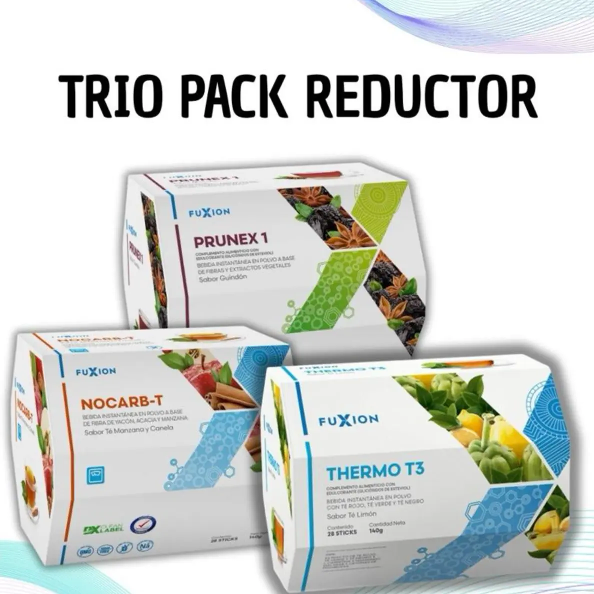 Fuxion Trio Reductor Fiber Drink Supplement Combo Pack 58 Sticks