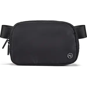 Two Way Zipper Fanny Pack Nylon Everywhere Belt Bag for Women, Water Repellent Waist Packs, Crossbody Bags with Adjustable Strap (Black).