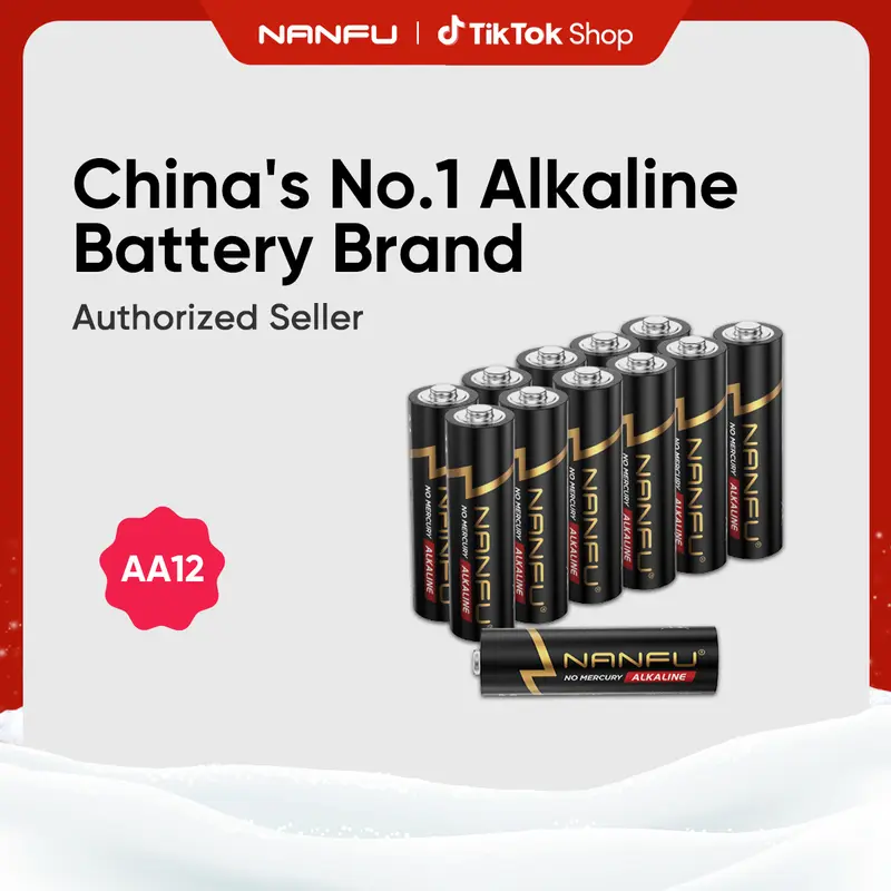 NANFU 12 Count AA Batteries,Maximum Power Super Alkaline Battery,Double A Batteries,High Performance Durability,10-Year Shelf Life,Reclosable Packaging,Non Rechargeable(1.5V)