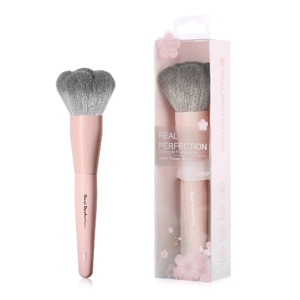 Real Perfection P138 Sakura Pink Flower-Shape Loose Powder Face Brush - Precision Application, Soft Tips, Blends Well
