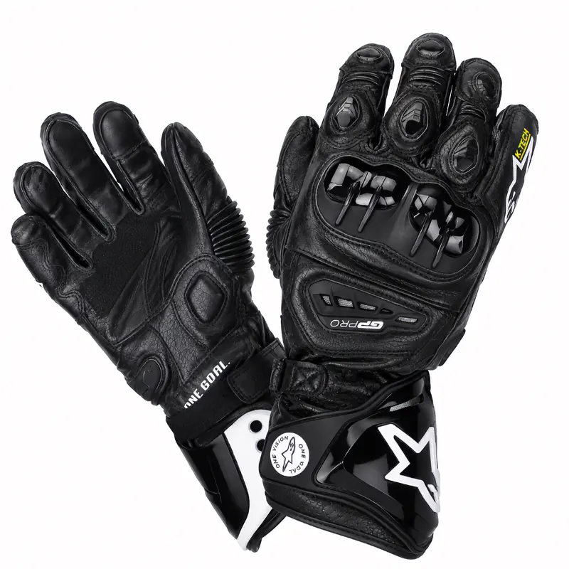 Motorcycle Racing Knuckle Cover Gloves - CE Armored, Velcro, Sturdy, Touch Screen Full Finger Gauntlets for Men, Sport Bikes, Cruising, All-Season Protective Gear