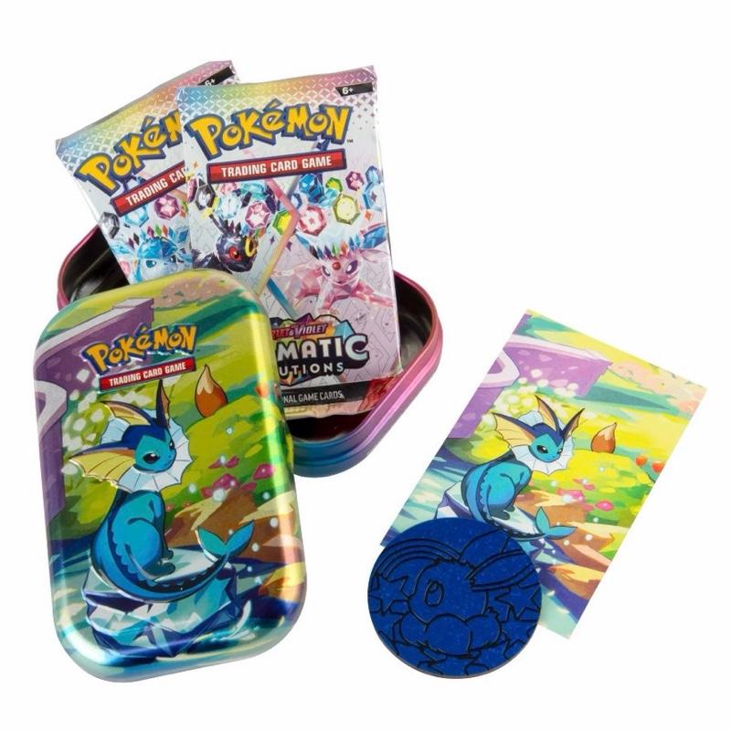 Pokémon SV8.5 Prismatic Evolutions Mini Tin - 2 Booster Packs, Eevee Coin, Collectible Art Card