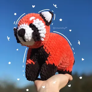 Handmade Red Panda Plush, Red Panda Plushie, Crocheted Stuffed Animal Red Panda