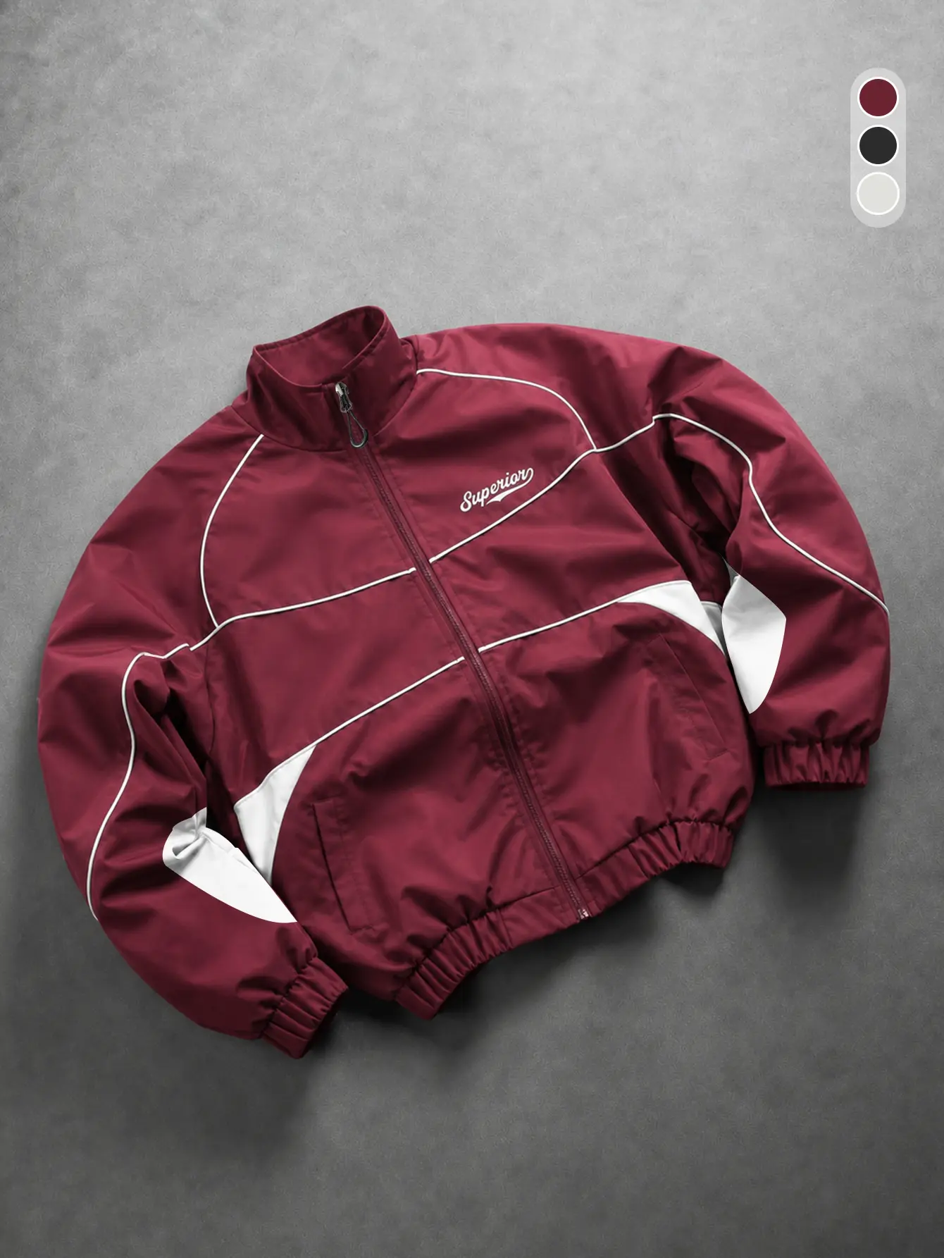 Men’s vintage racing jacket, color-block zip-up outerwear, vintage street-style trendy baseball-inspired sports jacket, lightweight casual top