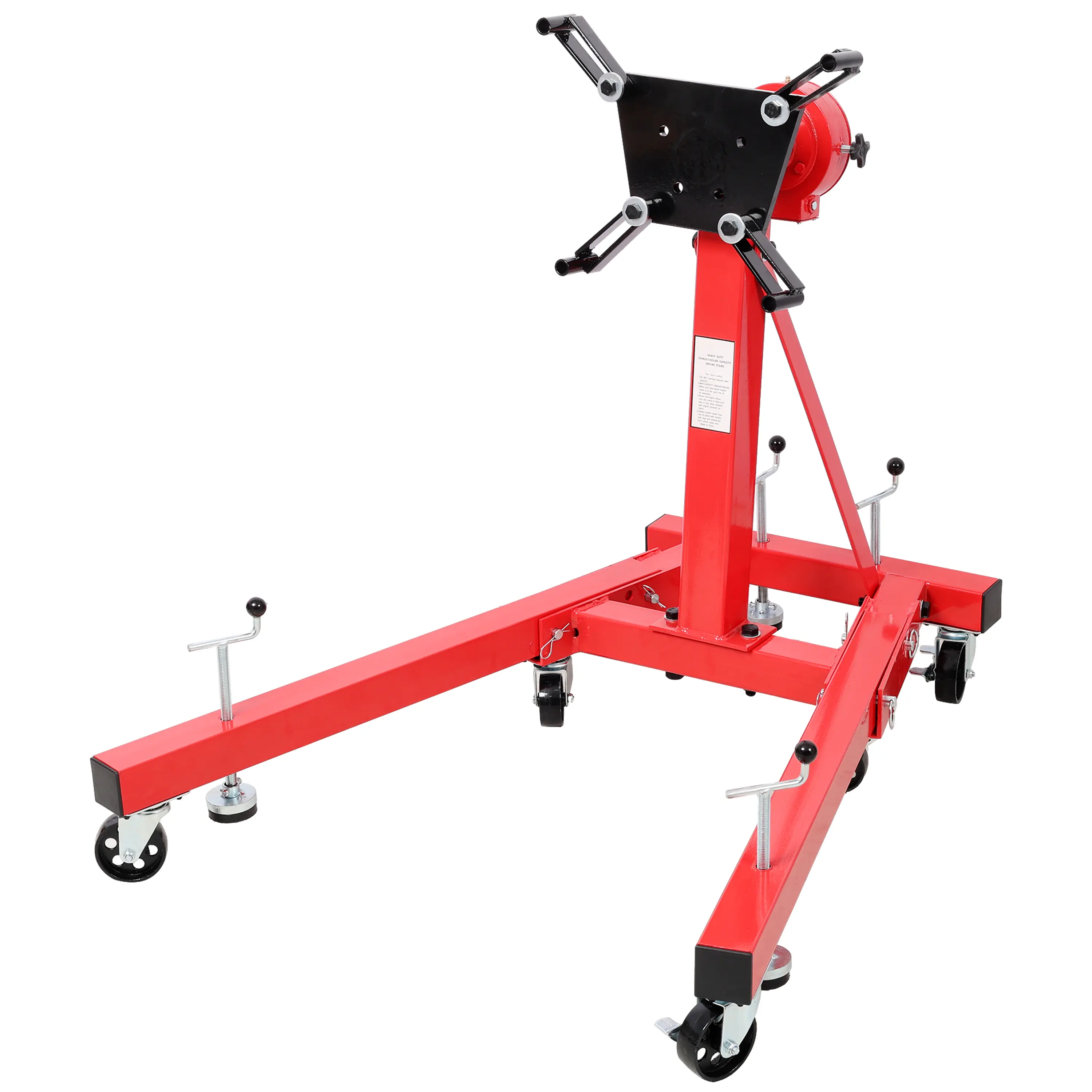 Heavy-Duty Folding Engine Stand Cart, 1500LBS Capacity, Geared 360° Rotating Head, Adjustable Mounting, Red Industrial Grade Automotive & Motorcycle Repair Tool, Heavy Duty Cart