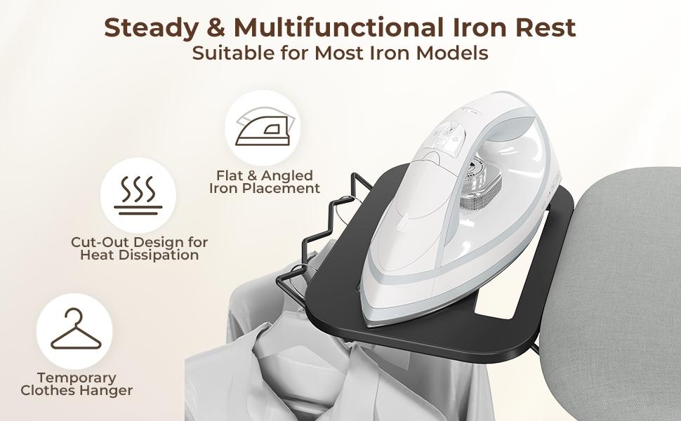 Yaheetech Foldable Ironing Board, Heavy Duty Iron Board with 9 Adjustable Heights, 4 Layer Cover and Safety Iron Rest, 52X14 Compact and Space Saver Iron Board for Home Laundry Room Use Yaheetech Foldable Ironing Board, Heavy Duty Iron Board with 9 Adjustable Heights, 4 Layer Cover and Safety Iron Rest, 52X14 Compact and Space Saver Iron Board for Home Laundry Room Use