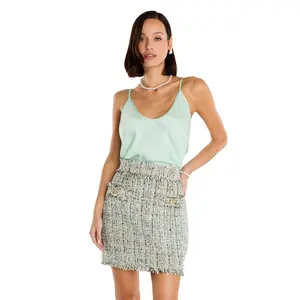 Lisette Tweed Skirt - Teal Multi
