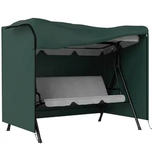 Outdoor Patio Hammock Porch Swing Cover – UV Resistant Material Stops Sunlight from Fading Furniture. Protects Swing Chairs in Summer. 81" x 49" x 65". Dark Green