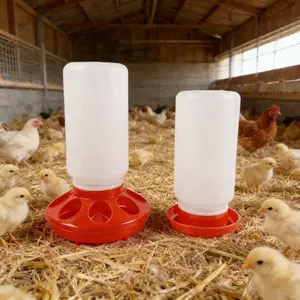 1pc Red White Automatic Poultry Waterer - No Electricity Needed! Perfect Small Water Container for Chickens Birds Quail