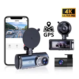 4K HD Car Dash Cam，Wi-Fi Connectivity，Supports ADAS and GPSCar Video Surveillance with Night Vision，3 Channel , Front of the car, back of the car, inside the car