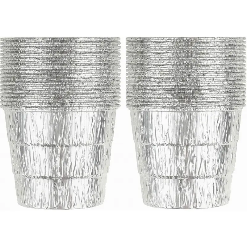Round Aluminum Disposable Grease Bucket Liners, 30-Pack Replacement for Most Z Grill Pellet Wood Smokers