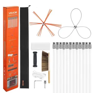 【FathersDayGift】VEVOR Chimney Sweep Kit,  , 39 ft Maximum Extendable Length Chimney Brush, Chimney Cleaner Sweeper with Dual Brush Heads & Bristle Replacements, Fireplace Cleaning Tool for Square, Rectangle Chimneys