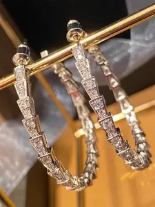 Fashionable Artificial Zircon Decorated Hoop Earrings, Elegant Jewelry for Party, Daily Clothing Decor, Trendy All-match & Exquisite Jewelry for Birthday Gift