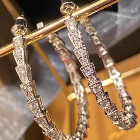 Fashionable Artificial Sparkling Zircon Decorated Hoop Earrings, Elegant Jewelry for Party, Daily Clothing Decor, Trendy All-match & Exquisite Jewelry for Birthday Gift, Stylish Jewelry High Quality Earrings