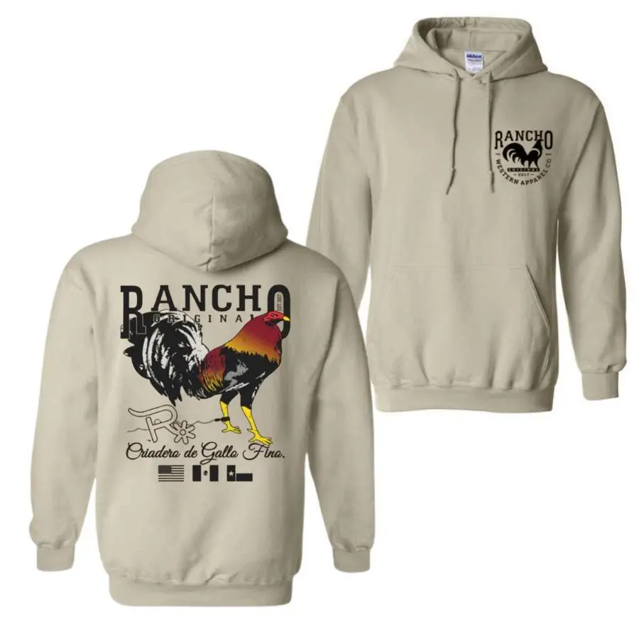 Rancho Originals Rooster Hoodie Mexican Ranch Style Chicken Graphic Hoodie Criadero de Gallo Fino Western Farm Apparel Unisex Hoodie Gift