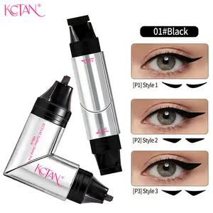 Rotating 2-in-1 Eyeliner Stamp Pen, Dual-Head Wing Stamp with 3 Eyeliner Tips, Waterproof Smudge-Proof Liquid Eyeliner for Clean Sharp Wings.