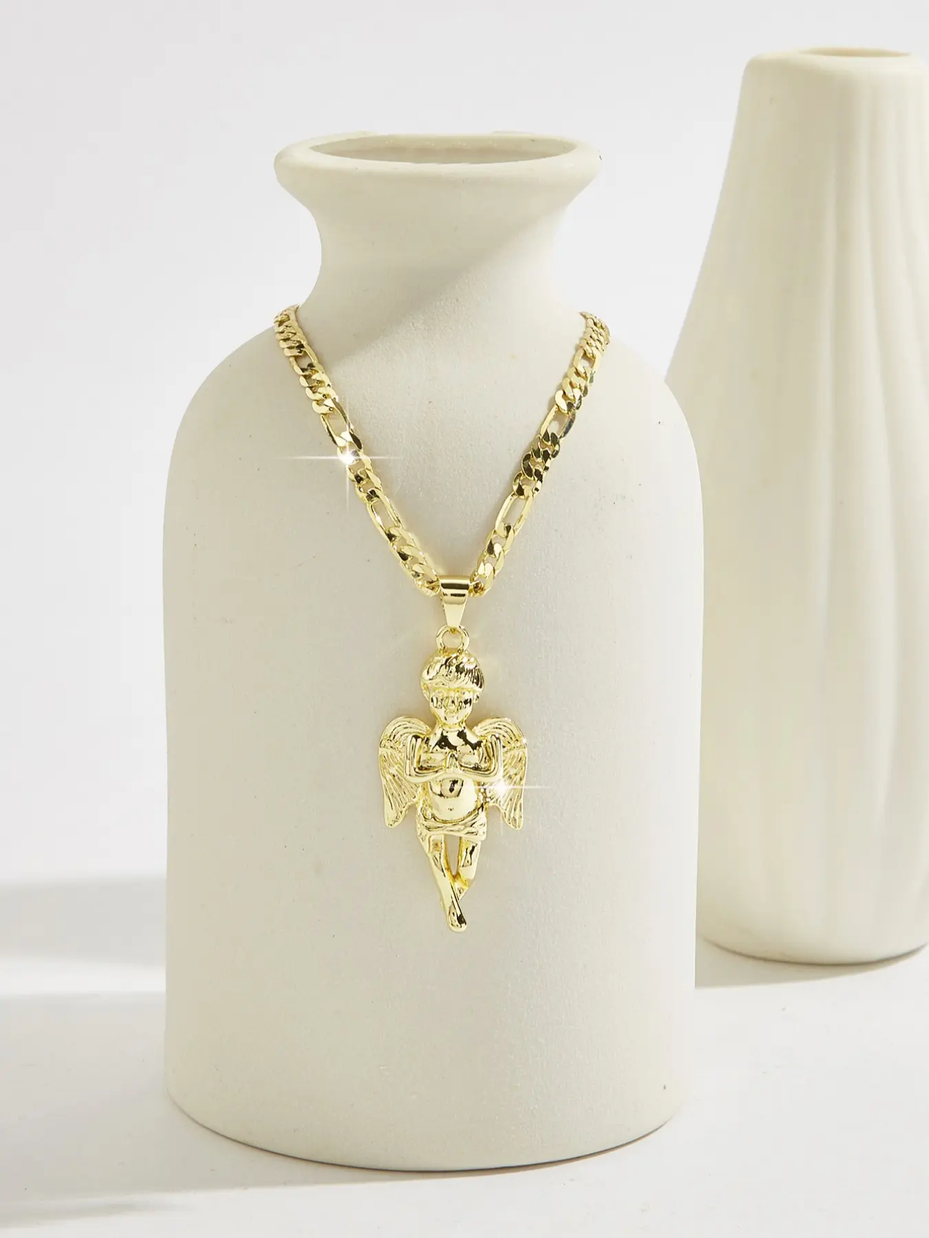 Fashionable Jesus Baby Necklace, Classic Angel Wings, Love Cupid Pendant, Cute Unisex Jewelry, All Seasons Wear