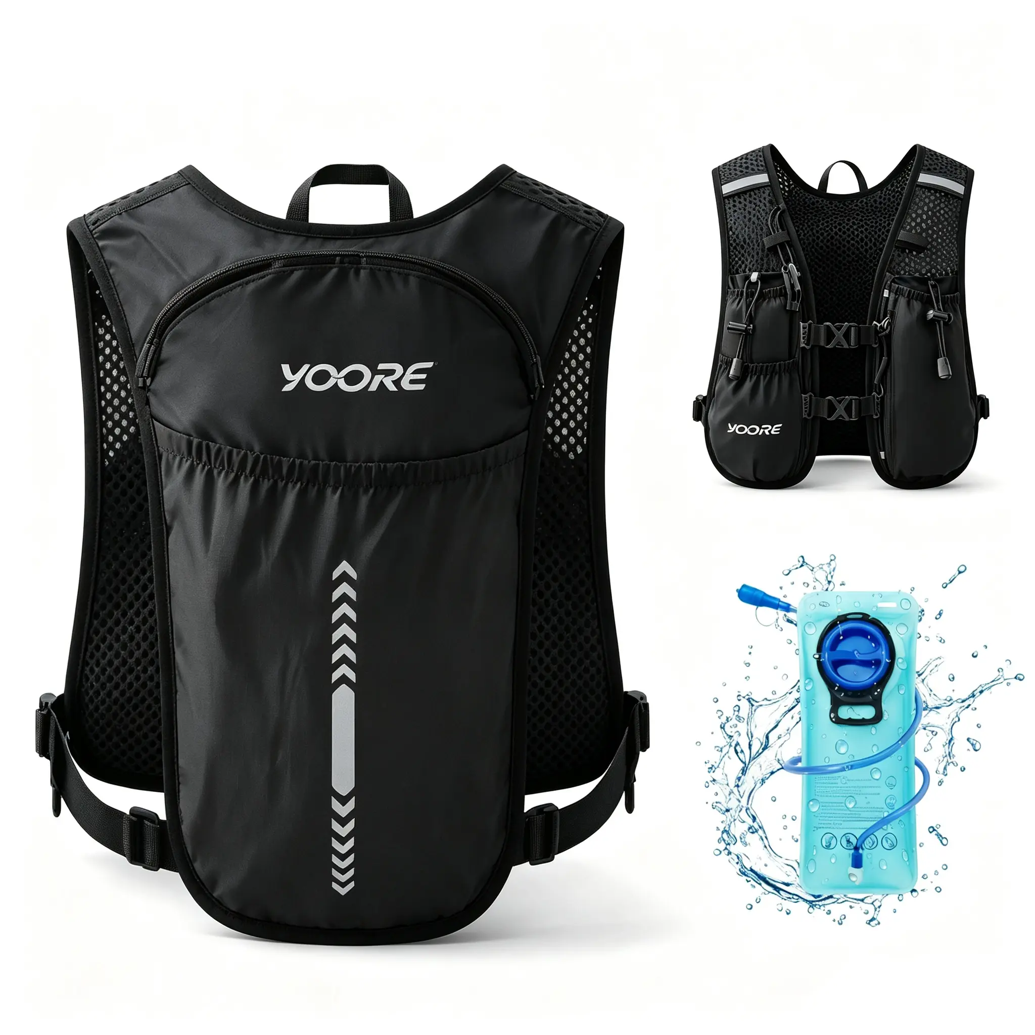 Lightweight Bounce-Free Running Vest with 1.5L Water Bladder, Adjustable Strap, Bite Valve, Mesh+Ripstop Breathable Hydropack, Easy Cleaning for Marathon/Cycle