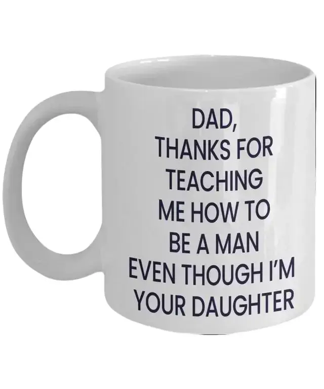Stylish Durable Modern Ceramic Coffee Cup - Printed Non-Customised Kitchen Drinkware, Sarcastic Yet Meaningful Father's Day Print Mugs Gift from Daughter