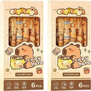 12 count Capybara Pens, Cute Erasable Retractable Pen Erasable Gel Ink Cartoon 0.5mm Fine Point Blue Ink Pen Cartoon Writing Pen (12-pack capybara pens)