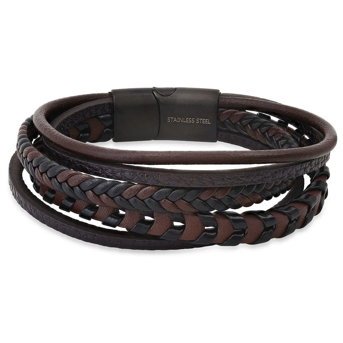 Steel by Design Multi-Row Leather Bracelet