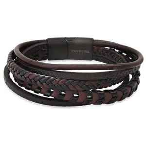 Steel by Design Multi-Row Leather Bracelet