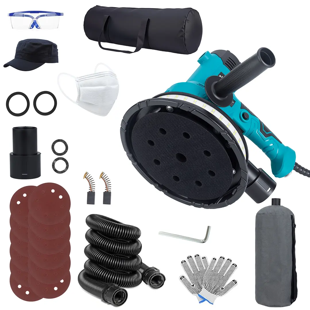Telescopic Wall Polishing Tool with Adjustable Speed Motor, Integrated Dust Capture System for Interior Drywall and Plaster Surfaces, US Standard Voltage Power Sanding Equipment for Construction Site Renovation Work