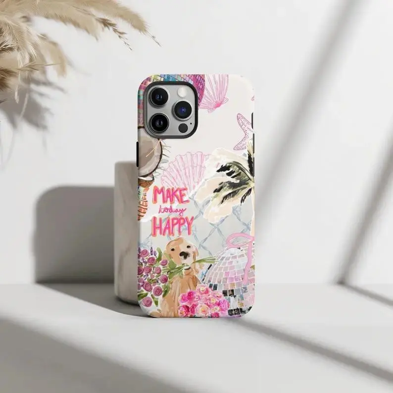 Summer Disco Collage Phone Case, Coastal Coquette Aesthetic,phone Case Suitable for Iphone 11/12/13/14/15/16/17 Pro Promax Plus Air and Samsung S22/S23/S24/S25 Plus Ultra Fe