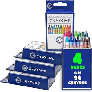 Color Swell Crayons Bulk 4 Packs of 24 Count Vibrant Colors Teacher Quality Durable for Families Class Party Favors and Gifts Perfect for Kids  Home School , Excellent Gifts  for Birthday, Halloween, Christmas Gift.