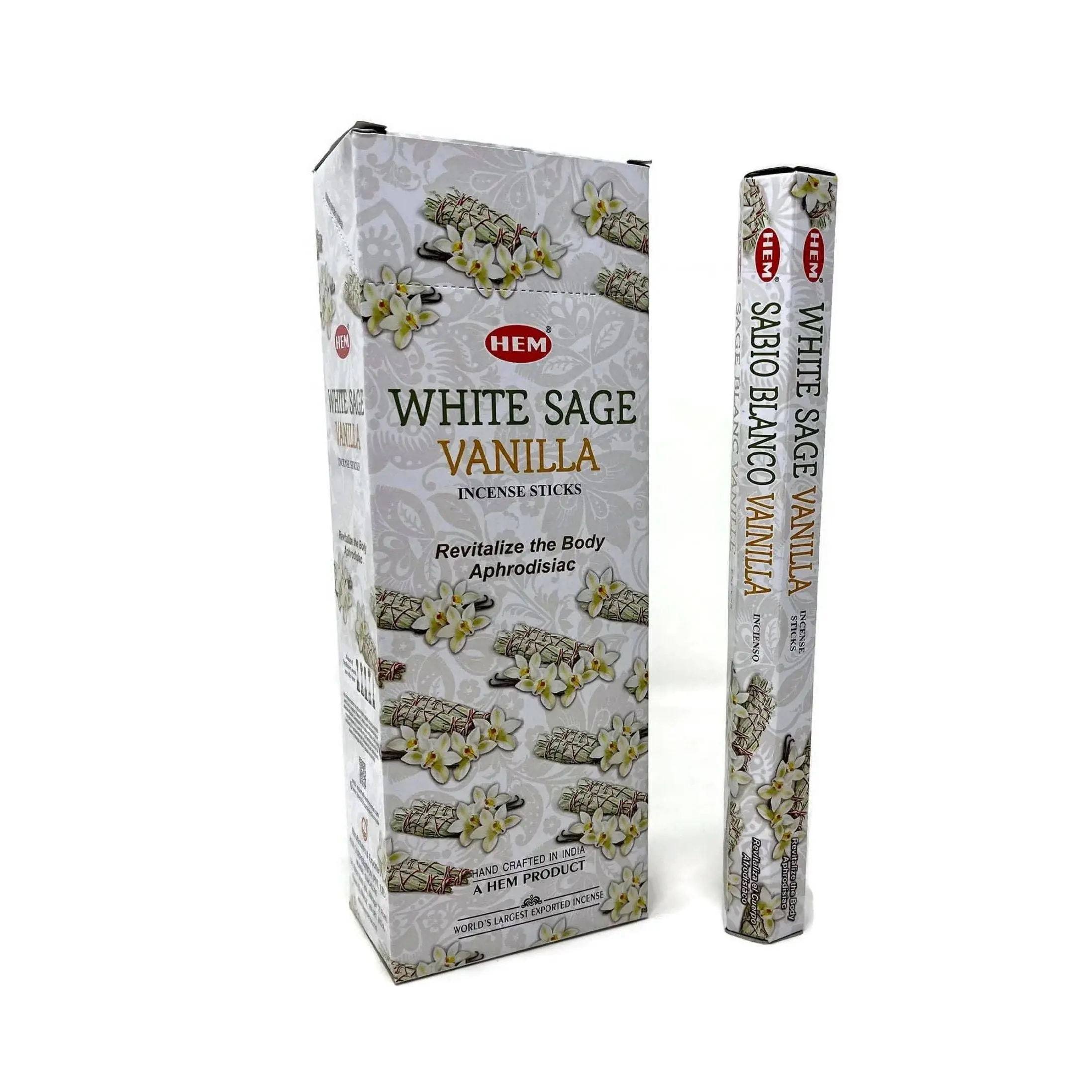 Natural Ingredients White Sage-Vanilla Scented Incense (1 Pack), Long Lasting Aroma Home Fragrance Decor, Stress Relief Home Supplies