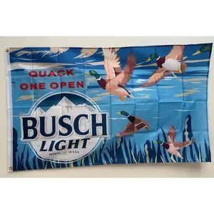 Busch Light Beer Flag 3x5 Ft: One-Sided, Double-Side Polyester, Grommets, USA Flag Tapestry for Wall hanging, College Dorm, Living Room, Bed Room, Home Decor
