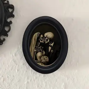 Vintage Art Style Skull Bride Groom Artistic Decorative Home Item, Perfect for Halloween Christmas Thanksgiving Wall Decoration, Room Decor Ornaments