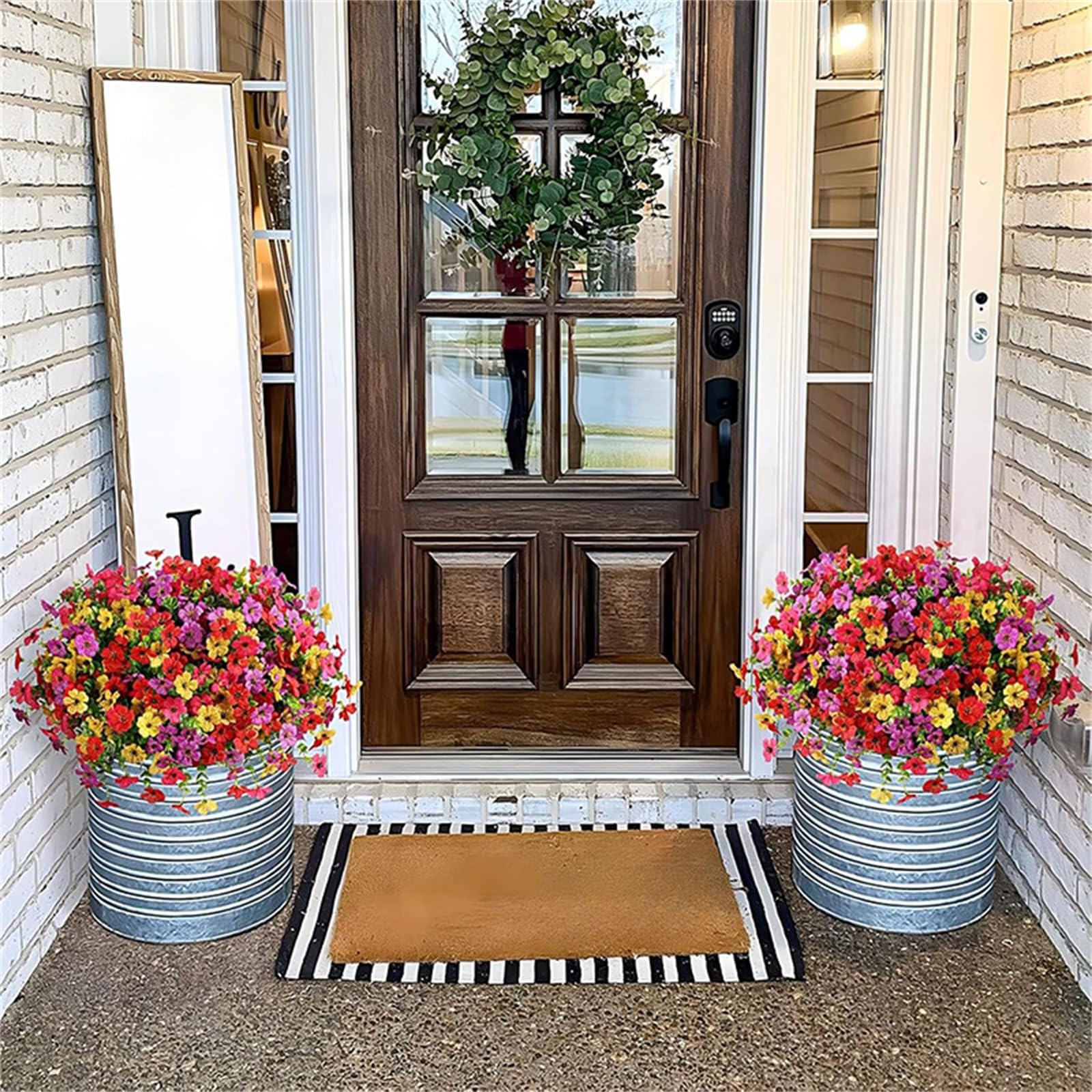 22 Inch Artificial Flower Stake Outdoor Decor - Multi-Color Garden Stakes for Yard & Lawn, No Fade Heavy Duty Plastic, All Season Decoration (Mixed Color)