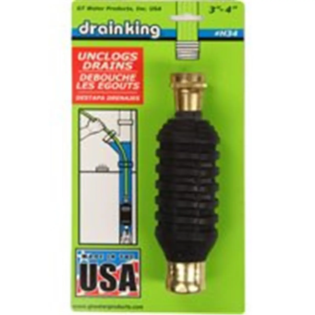 212 MAIN H34 Drain Clog Remover Pipe Dredging Agent, 0.75in Household Carded Pack for Water Draining, Suitable for Outdoors