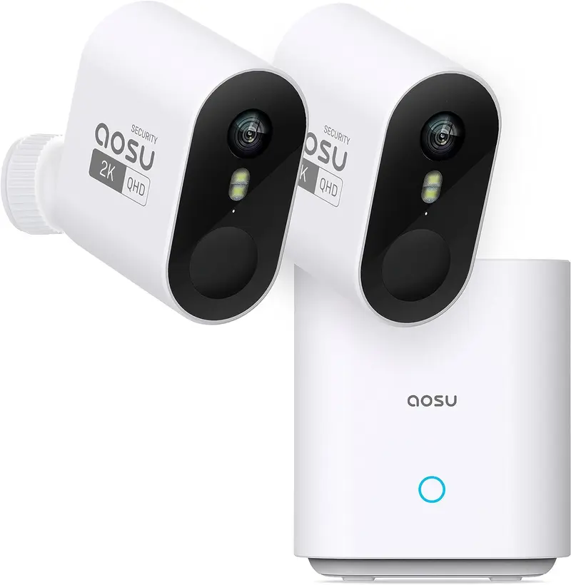 AOSU Security Cameras Wireless Outdoor Home System, True 2K HD Night Vision, No Subscription, 240-Day Battery Life, 166° Wide View, Spotlight & Sound Alarm, Motion Only Alert, Support 2.4G & 5G WiFi