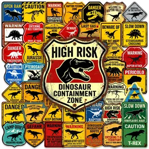 50-piece Retro Dinosaur Warning Stickers Series, suitable for scrapbooks, diaries, laptops, water bottles, cars, etc. A faith-based design, a gift with a positive message.