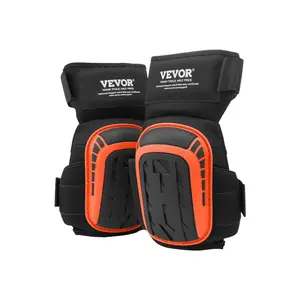 VEVOR Knee Pads for Work, Extended Heavy Duty Construction Knee Pads with 2 Extension Straps, Anti-slip Foam Gel Knee Pads, Men & Women, for Gardening Flooring Roofing and Cleaning, Black and Orange