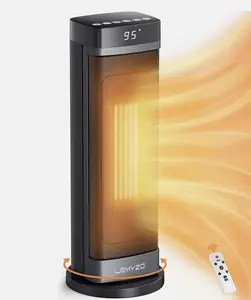Space Heater 90°Oscillating 1500W Electric Ceramic Tower Heater with Remote Blk