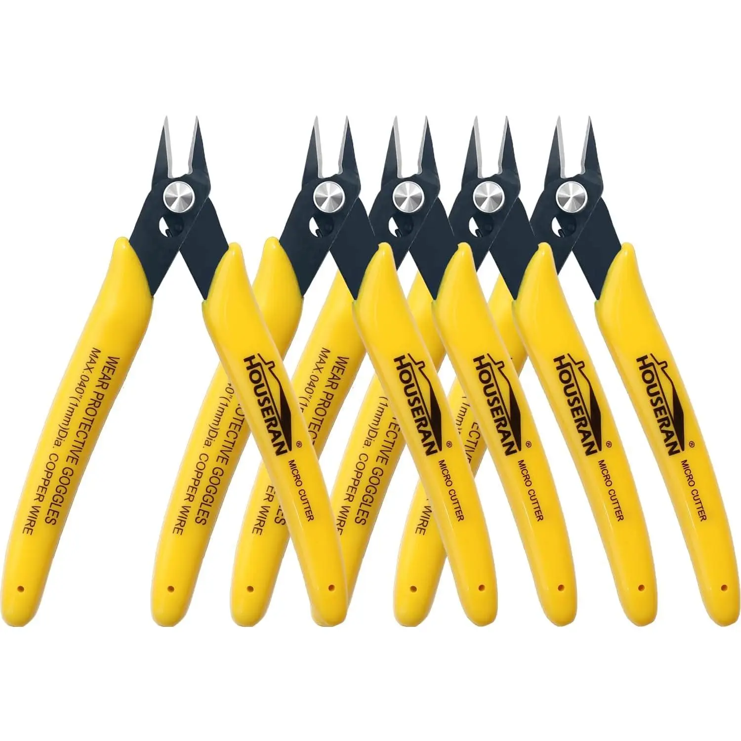 Flush Cutters, 5 Pack, 5 Inch Micro Flush Cut Pliers with Spring, Side Cut Nippers, Mini Wire Cutters Model Nippers Flush Cutters for Jewelry Making, Plastic Models, Zip Ties, Electronics
