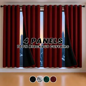 Four-piece set  blackout curtains, heat-insulating and noise-reducing, privacy protection for home decor, blackout curtains for heat insulation and energy saving, washable curtains for living room and bedroom,