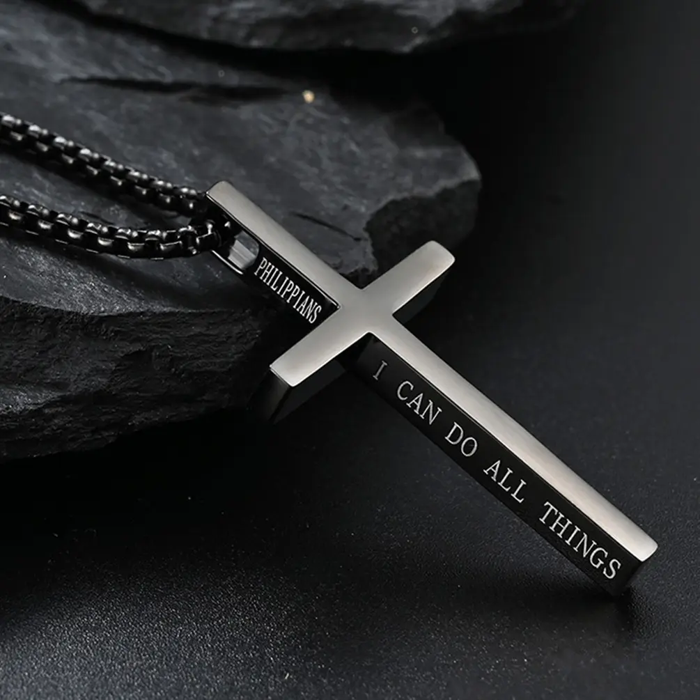 Valentine's Day gift titanium steel minimalist cross necklace unisex style genderless men and women pendant sweater chain pendant gift for girlfriend boyfriend