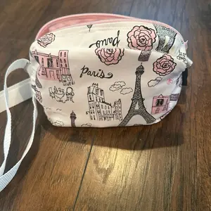 Handmade Bag/Purse with Paris Theme and Eiffel Tower Design - Pink and White Color Scheme