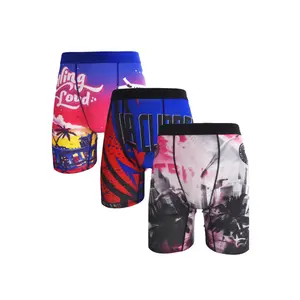 3-4Pcs Men Underwear Boxers Breathable Man Swimming Underpants Plus Size Print Mens Panties Trunks Sexy Men's Boxershorts