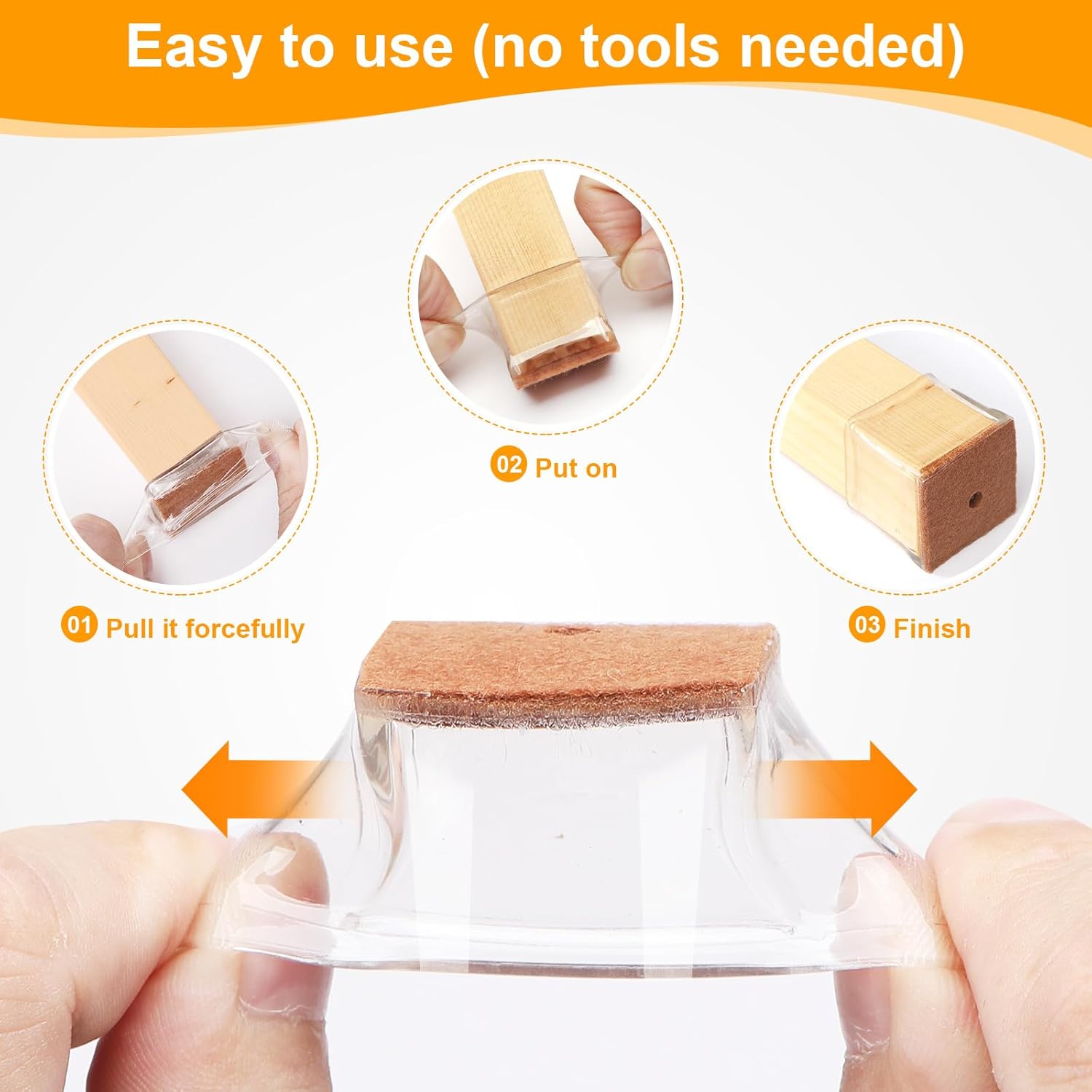 Square chair leg protective pad, made of silicone material, suitable for chair legs on hard floors for protection, also as furniture leg cover or protection cover, can protect the floor from scratches, consisting of 48 pieces.