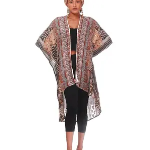 Glorious Duster - High Front, Low Back - Earth Tone Colors - Great for Daywear, Evening, and Beachwear - Loungewear and Nightwear