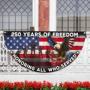 250 Years of Freedom Semicircular Flag, Honoring All Who Served Veterans Day Fan Flag