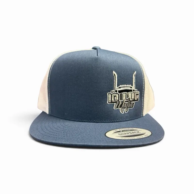 10 Lug Mafia Flatbill Trucker Hat Navy with Logo and Flat Bill Design for Men's Fashion Accessory